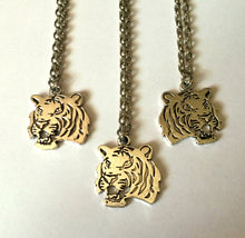 Load image into Gallery viewer, Tiger Necklace, Roaring Cat Pendant on Silver Cable Chain