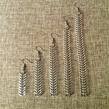 Load image into Gallery viewer, Silver Spine Chain Earrings - Fishbone Earrings in Your Choice of Five Lengths - Dangle Earrings / Long Earrings / Chain Earrings