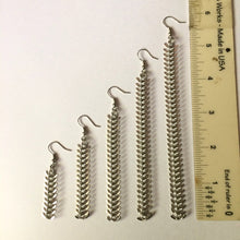 Load image into Gallery viewer, Silver Spine Chain Earrings - Fishbone Earrings in Your Choice of Five Lengths - Dangle Earrings / Long Earrings / Chain Earrings