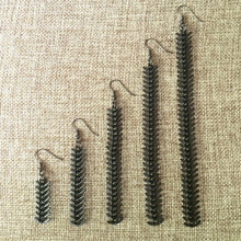 Load image into Gallery viewer, Black Spine Chain Earrings - Fishbone Earrings in Your Choice of Five Lengths - Dangle Earrings / Long Earrings / Chain Earrings