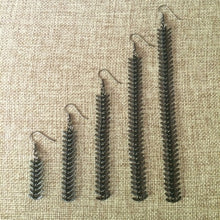 Load image into Gallery viewer, Black Spine Chain Earrings - Fishbone Earrings in Your Choice of Five Lengths - Dangle Earrings / Long Earrings / Chain Earrings