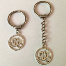 Load image into Gallery viewer, Silver Lotus Backpack or Purse Charm, Zipper Pull, Key Fob Lanyards