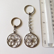 Load image into Gallery viewer, Seed of Life Keychain - Key Ring Fob, Yoga Reiki Zen Sacred Geometry Keychain