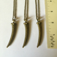 Load image into Gallery viewer, Bronze Horn Necklace, Tooth Talon Tusk Pendant, Mens Jewelry
