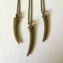 Load image into Gallery viewer, Bronze Horn Necklace, Tooth Talon Tusk Pendant, Mens Jewelry