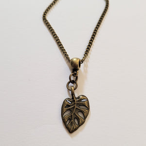 Monstera Leaf Necklace, Bronze Rolo Chain, Plant Mom Jewelry