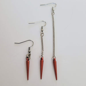 Spike Earrings, Your Choice of Five Colors, Silver Earrings, Dangle Earrings, Long Earrings, Chain Earrings