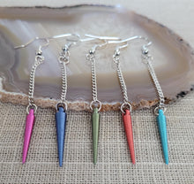 Load image into Gallery viewer, Colorful Spike Earrings - Spike Earrings / Silver Earrings / Dangle Earrings / Long Earrings / Chain Earrings / Bohemian Jewelry
