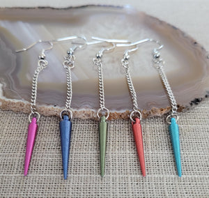Colorful Spike Earrings - Spike Earrings / Silver Earrings / Dangle Earrings / Long Earrings / Chain Earrings / Bohemian Jewelry