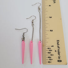 Load image into Gallery viewer, Colorful Spike Earrings, Your Choice of Four Colors, Silver Earrings, Dangle Earrings, Long Earrings, Chain Earrings
