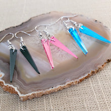 Load image into Gallery viewer, Mirrored Spike Earrings, Flat Acrylic Spike Earrings in Your Choice of Three Colors, Minimalist Jewelry
