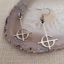 Load image into Gallery viewer, Grucifix Cross Earrings, Ghost Imperator Dangle Drop Earrings, Stainless Steel Charms
