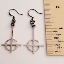 Load image into Gallery viewer, Grucifix Cross Earrings, Ghost Imperator Dangle Drop Earrings, Stainless Steel Charms
