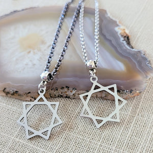 Heptagram Necklace, Your Choice of Gunmetal or Silver Rolo Chain