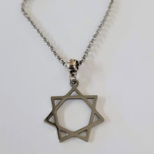 Load image into Gallery viewer, Heptagram Necklace, Your Choice of Gunmetal or Silver Rolo Chain
