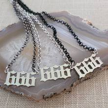 Load image into Gallery viewer, Olde English 666 Necklace - Your Choice of 3 Rolo Chains Finishes
