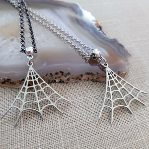 Spiderweb Necklace, Halloween Jewelry on Your Choice of Rolo Chain