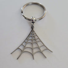 Load image into Gallery viewer, Spiderweb Keychain, Backpack or Purse Charm, Zipper Pull, Stainless Steel Charm

