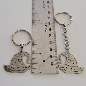 Witches Hat Keychain, Backpack or Purse Charm, Zipper Pull, Stainless Steel Charm