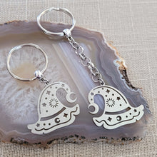 Load image into Gallery viewer, Witches Hat Keychain, Backpack or Purse Charm, Zipper Pull, Stainless Steel Charm
