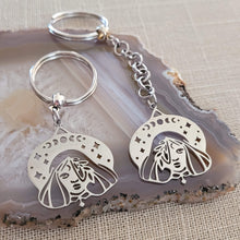 Load image into Gallery viewer, Witch Keychain, Backpack or Purse Charm, Zipper Pull, Stainless Steel Charm
