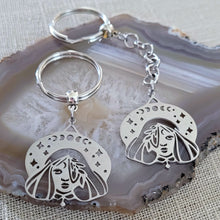 Load image into Gallery viewer, Witch Keychain, Backpack or Purse Charm, Zipper Pull, Stainless Steel Charm
