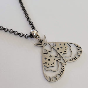 Butterfly Necklace, Your Choice of Gunmetal or Silver Rolo Chain