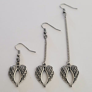Angel Wings Earrings, Your Choice of Three Lengths, Memorial Jewelry