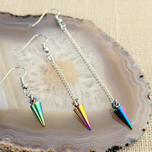 Load image into Gallery viewer, Electroplated Rainbow Titanium Earrings, Your Choice of Three Lengths
