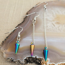 Load image into Gallery viewer, Electroplated Rainbow Titanium Earrings, Your Choice of Three Lengths

