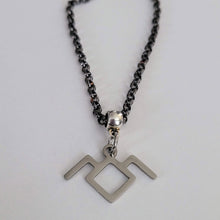 Load image into Gallery viewer, Twin Peaks Necklace, Your Choice of Gunmetal or Silver Rolo Chain, Laura Palmer Frandom Jewelry
