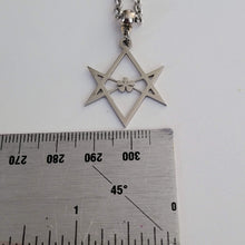 Load image into Gallery viewer, Unicursal Hexagram Necklace, Your Choice of Gunmetal or Silver Rolo Chain
