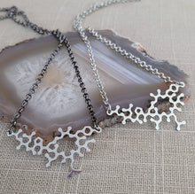Load image into Gallery viewer, Oxytocin Molecule Necklace, Your Choice of Gunmetal or Silver Rolo Chain
