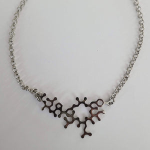 Oxytocin Molecule Necklace, Your Choice of Gunmetal or Silver Rolo Chain