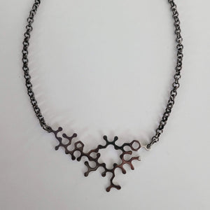 Oxytocin Molecule Necklace, Your Choice of Gunmetal or Silver Rolo Chain