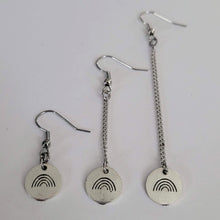 Load image into Gallery viewer, Silver Rainbow Earrings, Your Choice of Three Lengths, Long Dangle Chain Drop
