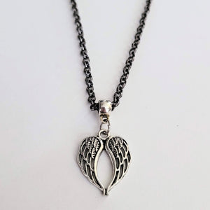Memorial Wings Necklace, Your Choice of Two Chains, Heart Shaped Angel Jewelry