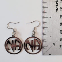 Load image into Gallery viewer, NA Earrings, Narcotics Anonymous Dangle Drop Earrings, Stainless Steel Charms, Sober Sobriety Recovery Jewelry
