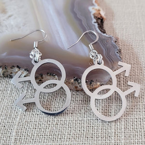 Gay Male Symbol Earrings, Dangle Drop Earrings, Stainless Steel Charms, Gifts for Gay Men, LGBTQIA Jewelry