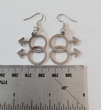 Load image into Gallery viewer, Gay Male Symbol Earrings, Dangle Drop Earrings, Stainless Steel Charms, Gifts for Gay Men, LGBTQIA Jewelry
