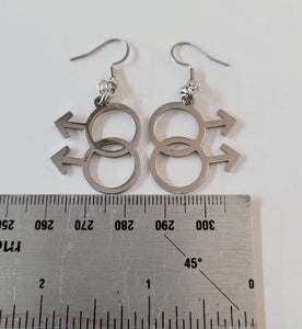 Gay Male Symbol Earrings, Dangle Drop Earrings, Stainless Steel Charms, Gifts for Gay Men, LGBTQIA Jewelry