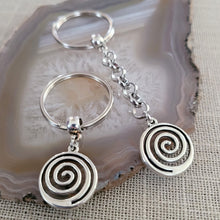 Load image into Gallery viewer, Spiral Keychain, Silver Backpack or Purse Charm, Zipper Pull, Key Fob Lanyards
