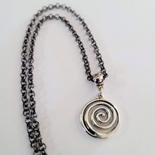 Load image into Gallery viewer, Spiral Necklace, Your Choice of Curb or Rolo Chain, Mens Jewelry
