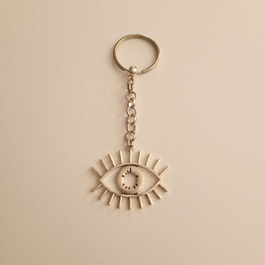 Evil Eye Keychain, Key Ring or Zipper Pull, Silver Backpack or Purse Charms