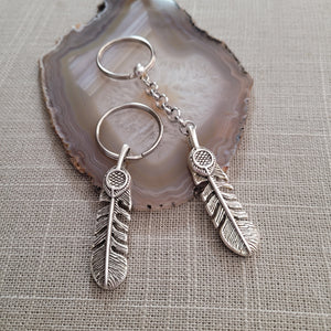 Feather Keychain, Backpack or Purse Charm, Key Ring Fob, Zipper Pull Mens Accessories