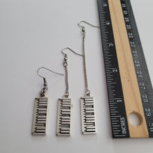 Load image into Gallery viewer, Piano Key Earrings, Keyboard Radio Musical Jewelry, Your Choice of Three Lengths
