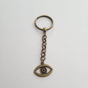 Evil Eye Keychain, Key Ring or Zipper Pull, Bronze Backpack or Purse Charms, Talisman Protection