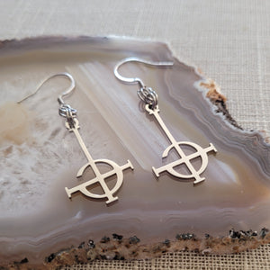 Grucifix Cross Dangle Drop Earrings, Stainless Steel Charms, Imperator Ghost BC Jewelry
