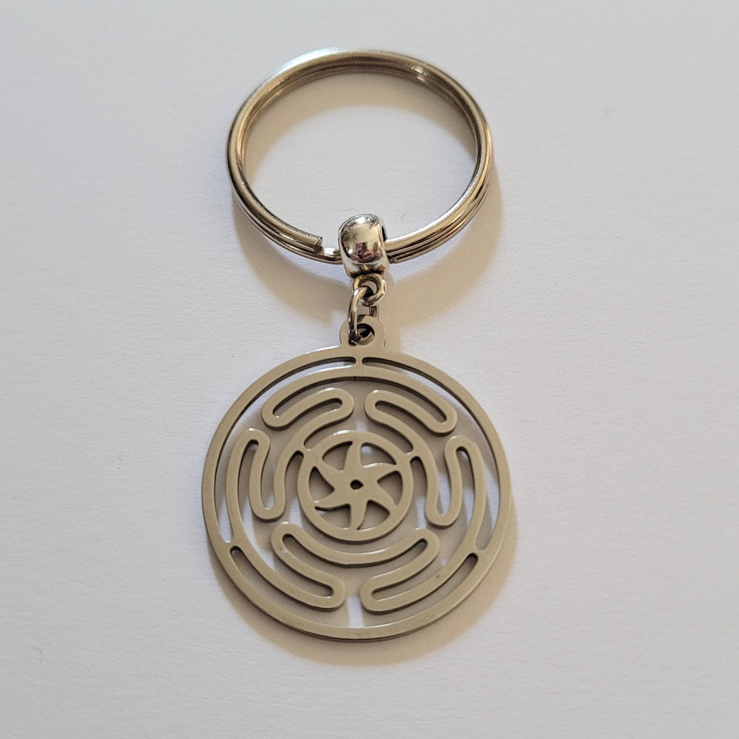 Wheel of Hecate Keychain, Backpack or Purse Charm, Zipper Pull, Stainless Steel Charm