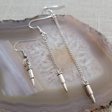 Load image into Gallery viewer, Bullet Earrings, Your Choice of Three Lengths, Dangle Drop Chain Earrings
